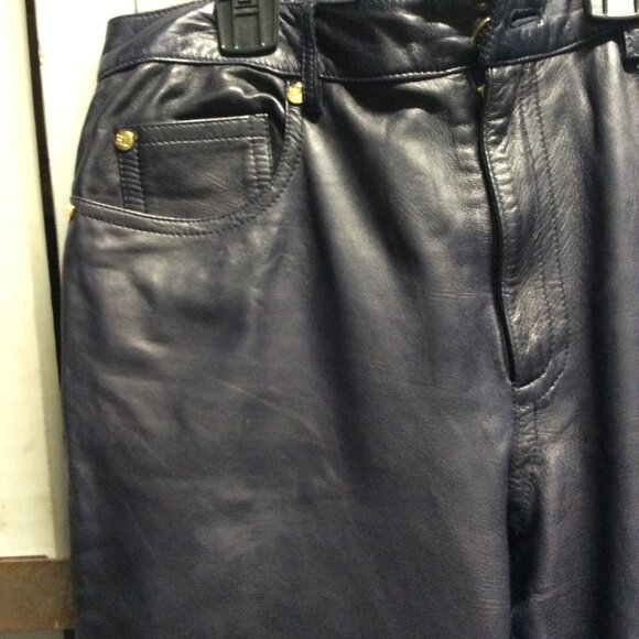 RALPH LAUREN Size 8 Purple Leather Pants Made in Italy - Picture 5 of 9